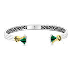 Malachite Lotus – 925 Silver Bracelet Inlaid with Malachite and Gold Tone