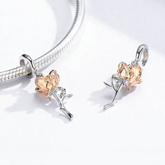 3D Rose Flower 925 Silver Charm - fathyibrahim