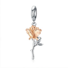 3D Rose Flower 925 Silver Charm - fathyibrahim