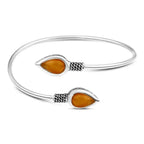 925 Egyptian Silver Bangle Crowned with Agate stone - Brown - Bangels