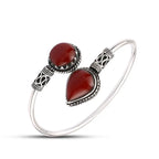 925 Egyptian Silver Bangle Crowned with Agate Stone - Brown - Bangels