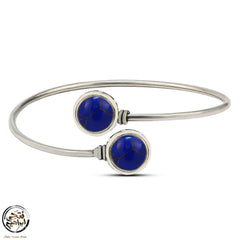 925 Egyptian Silver Bangle Crowned with Lapis lazuli stone - fathyibrahim