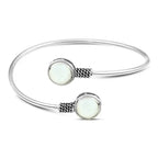 925 Egyptian Silver Bangle Crowned with Mother of Pearl Stone - White - Bangels