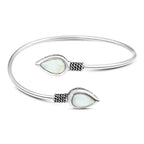 925 Egyptian Silver Bangle Crowned with Mother of Pearl Stone - White - Bangels