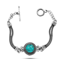 925 Egyptian silver bracelet crowned with a turquoise stone - NECKLACES