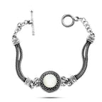 925 Egyptian silver bracelet crowned with a white mother-of-pearl stone - NECKLACES
