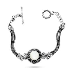 925 Egyptian silver bracelet crowned with a white mother-of-pearl stone - NECKLACES