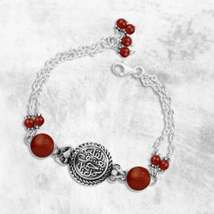 925 Egyptian Silver Bracelet Crowned with Agate Stone - Brown - Bracelets
