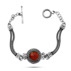 925 Egyptian silver bracelet crowned with an agate stone - NECKLACES