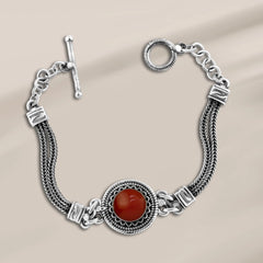 925 Egyptian silver bracelet crowned with an agate stone - NECKLACES