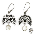 925 Hook Silver Women Earrings and pearl stone - White - Earrings