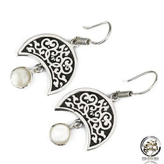 925 Hook Silver Women Earrings and pearl stone - White - Earrings