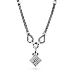 925 Silver Arabic Neckalce With ’Shouq’ in Arabic Calligraphy - Multi Color - NECKLACES