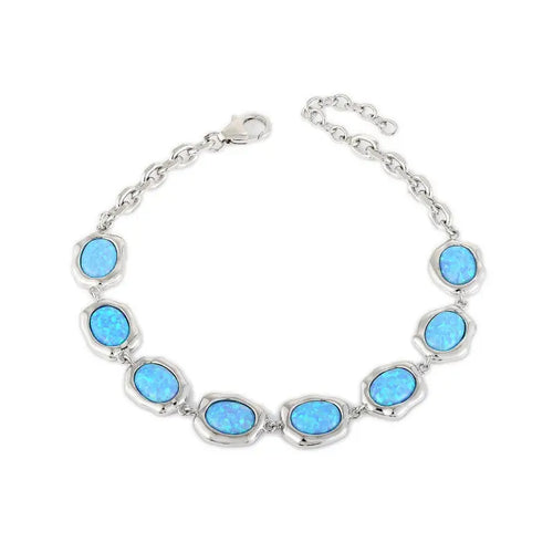 925 silver bracelet plated with platinum with opal stone