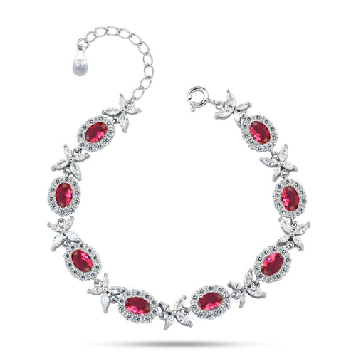925 Silver Bracelet Platinum Plated inlaid with Zircon Stones - fathyibrahim