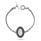 925 Silver Bracelet With an oval design And mother-of-pearl stone - White - Bracelets