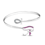 925 Silver Pharaonic-Style Bangle in the Shape of the Ankh and the Eye of Horus. - Multi Color - Bangels