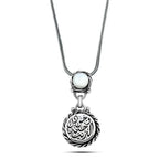 925 Silver Women Necklace Crowned with a Mother of Pearl Stone Egyptian Handmade - White - NECKLACES