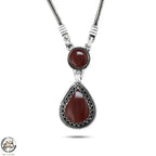 925 Silver Women Necklace Crowned with Agate Stone - Brown - NECKLACES