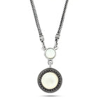 925 Silver Women Necklace Crowned with Pearl Stone | White - NECKLACES