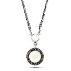925 Silver Women Necklace Crowned with Pearl Stone | White - NECKLACES