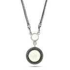925 Silver Women Necklace Crowned with Pearl Stone - White - NECKLACES