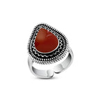 925 Silver Women Ring Crowned with Agate Stone - Brown - Rings