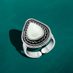 925 Silver Women Ring Crowned with Pearl Stone - White - Rings