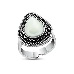 925 Silver Women Ring Crowned with Pearl Stone - White - Rings