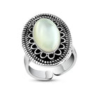 925 Silver Women Ring Crowned with Pearl Stone - White - Rings