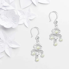 925 sterling silver Arabic earring with a tree of life adorned with pearls - White - Earrings