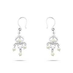 925 sterling silver Arabic earring with a tree of life adorned with pearls - White - Earrings