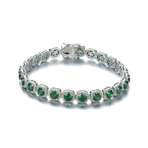 Royal Emerald Bracelet – 925 Silver with Green Zircon