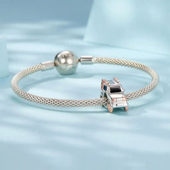 925 Sterling Silver Bracelet Pendant in the Shape of a Car with Bright Colors - Multi Color - Charms