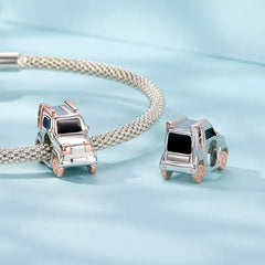 925 Sterling Silver Bracelet Pendant in the Shape of a Car with Bright Colors - Multi Color - Charms