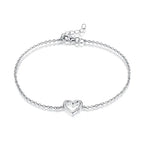 925 sterling silver bracelet with a soft and delicate heart design - Transparent - Bracelets