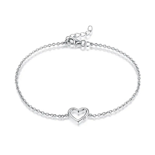 925 sterling silver bracelet with a soft and delicate heart design - Transparent - Bracelets