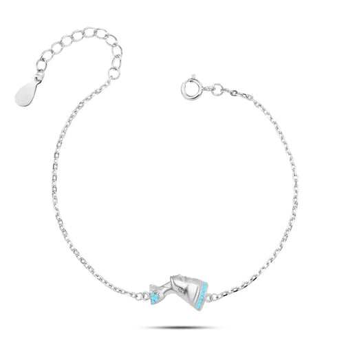 925 sterling silver bracelet with an elegant design inspired by the bust of Queen Nefertiti - Turquoise - Bracelets