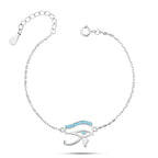 925 sterling silver bracelet with an elegant Horus eye design - Turquoise - Turquoise - Bracelets