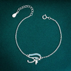 925 sterling silver bracelet with an elegant Horus eye design - Turquoise - Turquoise - Bracelets