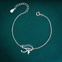 925 sterling silver bracelet with an elegant Horus eye design - Blue - Blue - Bracelets