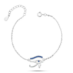 925 sterling silver bracelet with an elegant Horus eye design - Blue - Blue - Bracelets