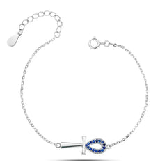 925 sterling silver bracelet with an elegant key of life design - Blue - Blue - Bracelets