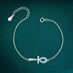 925 sterling silver bracelet with an elegant key of life design - Turquoise - Turquoise - Bracelets