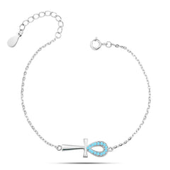 925 sterling silver bracelet with an elegant key of life design - Turquoise - Turquoise - Bracelets