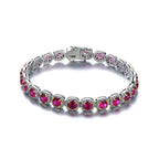 925 sterling silver bracelet with red zircon stones