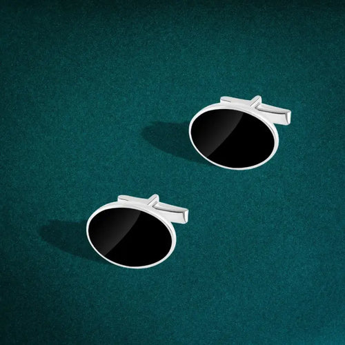 925 Sterling Silver Cufflinks with a Classic Geometric Pattern - Cuff Link