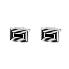 925 sterling silver cufflinks with an interlocking rectangular geometric pattern - Cuff Link