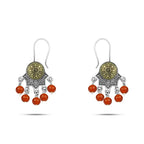 925 sterling silver earrings with Agate stone - Brown - Earrings