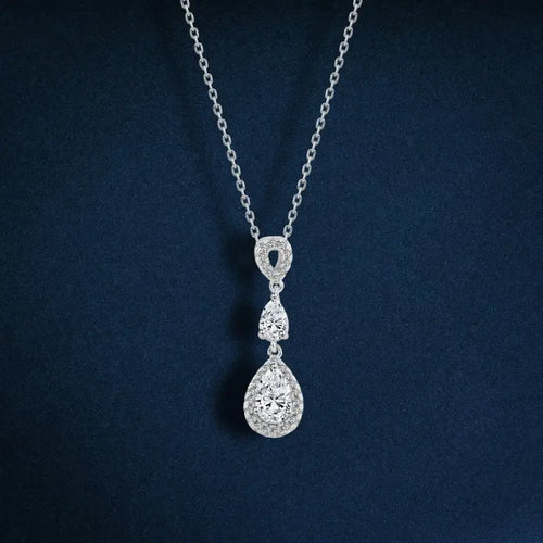 925 sterling silver necklace platinum-plated adorned with zircon stones - Transparent - NECKLACES